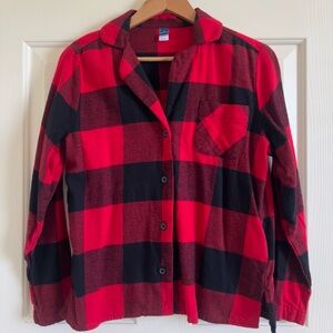 Old Navy Red and Black Plaid Button-up Flannel Shirt